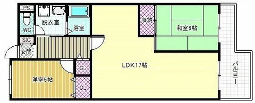 朝日プラザ松原B棟【510号室】の間取り