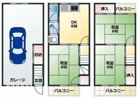 大阪府大阪市平野区瓜破東3丁目【一戸建】の間取り