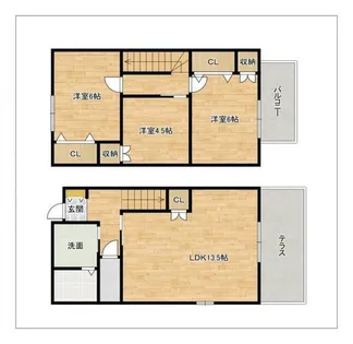メゾネット針摺中央【2号室】の間取り