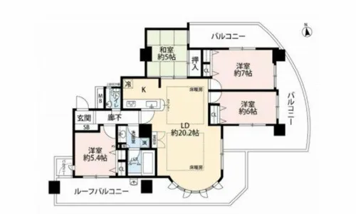 セレッソコート阿倍野【13階】の間取り