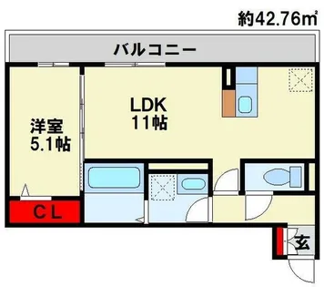 Leafull【102号室】の間取り