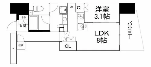 コンフォリアリヴ本町WESTQ【17階】の間取り