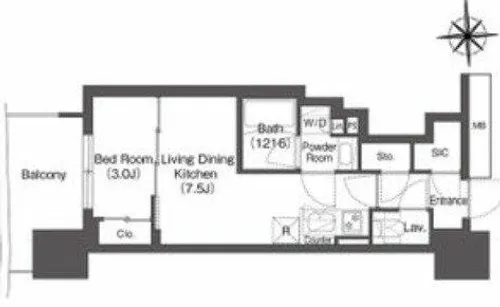 コンフォリアリヴ本町WESTQ【17階】の間取り