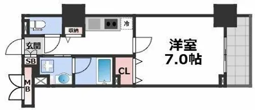 ハビテ靱センターコート【8階】の間取り