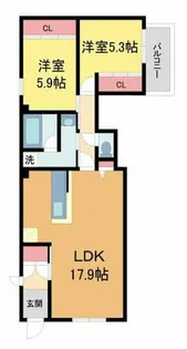 シャーメゾン高木東町【WEST号室】の間取り