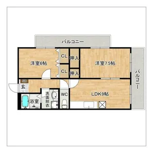 クレセント下大利【201号室】の間取り