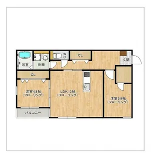 アールユー朱雀【302号室】の間取り