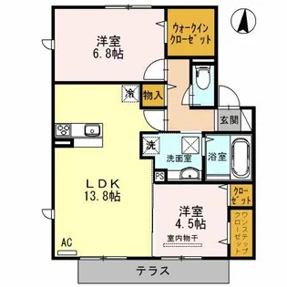 ロコ・ソラーレ【1階】の間取り
