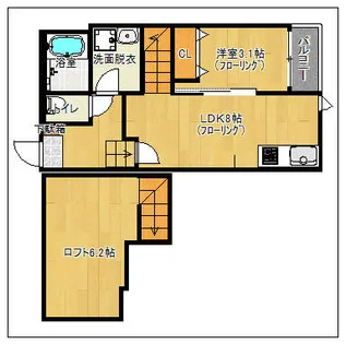 メゾンドバロン諸岡【2階】の間取り
