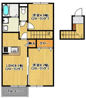 スクエア田村【C202号室】の間取り