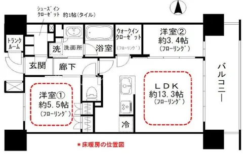 福岡県福岡市中央区荒戸1丁目【マンション】の間取り