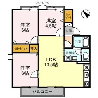 レークハイツ御前【1階】の間取り