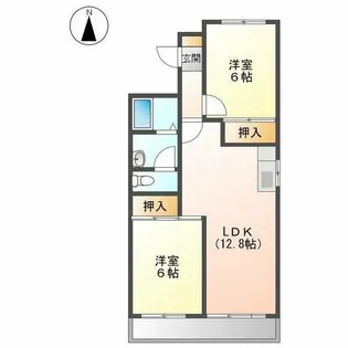 ライフオン生駒東棟【1A号室】の間取り