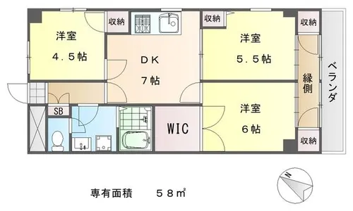 京都府京都市左京区岩倉幡枝町【マンション】の間取り