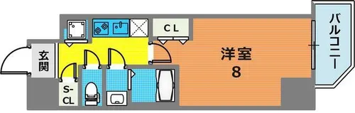 アドバンス三宮パルマ【6階】の間取り