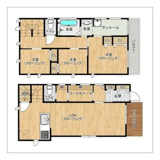 福岡県福岡市中央区輝国2丁目【一戸建】の間取り