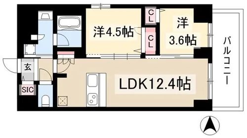プレサンス レイズ 鶴舞公園【8階】の間取り