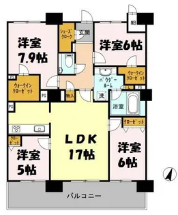 ロイヤルパークスERささしま【18階】の間取り