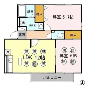 ウィステリア中吉田Ⅱ A棟【2階】の間取り