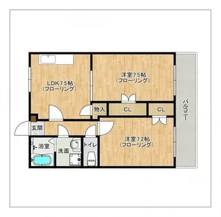 アンプルールフェールリヴィエール【102号室】の間取り