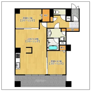 サンリベラ・プライム天神大名レジデンス【2階】の間取り