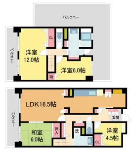 ユニベール宝塚【612号室】の間取り