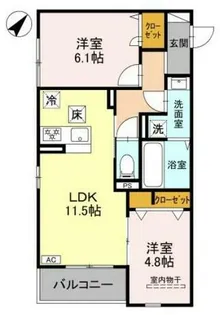 グランマーリエ松野通【1階】の間取り