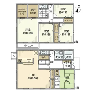 大阪府泉佐野市東羽倉崎町【一戸建】の間取り