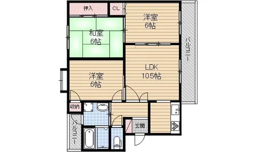エスポアール前川【302号室】の間取り