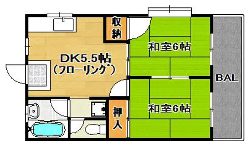 シティハイツ内浜【101号室】の間取り