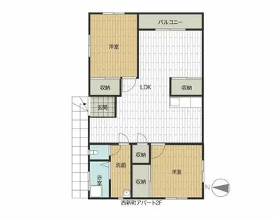 西新町アパート【2号室】の間取り