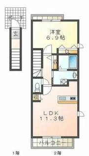 ワイドプライジア【2階】の間取り
