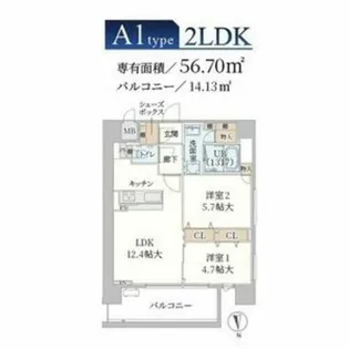 大阪府大阪市鶴見区今津南4丁目【マンション】の間取り