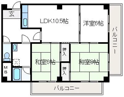 サンワロイヤルマンション2号館【114号室】の間取り