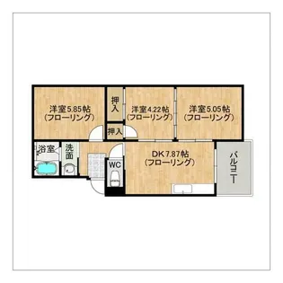 ジェミニ井尻【103号室】の間取り