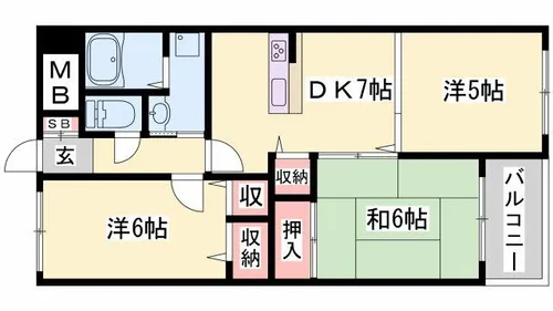 シャトー三和青山【3階】の間取り