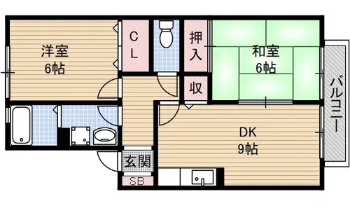ドミールシャルマン【201号室】の間取り