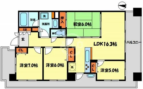 エスリード中津【6階】の間取り