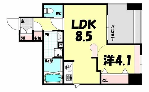 ワコーレ三宮ランドマークシティ【5階】の間取り