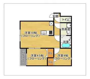 ベルシア箱崎【201号室】の間取り