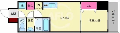 スペーシア日本橋東【14階】の間取り