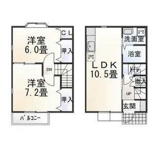 プラッサムコートMK A棟【105号室】の間取り