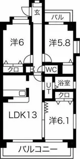 レジオンドヌール【206号室】の間取り