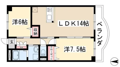 ハピネ音聞山【3階】の間取り