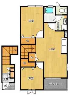 ポムフルールB【202号室】の間取り