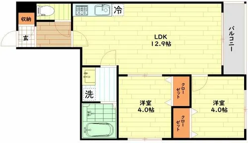 大阪府大阪市城東区諏訪1丁目【アパート】の間取り