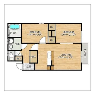 サンピエール上白水【202号室】の間取り