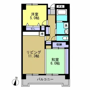 ハイヒルズクマノ【3C号室】の間取り