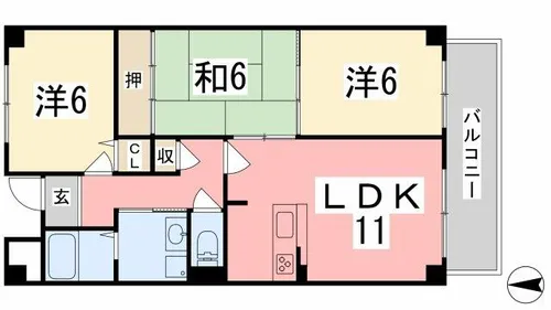グレイスコート北条【4階】の間取り