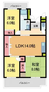 白鷹香枦園第二マンション【110号室】の間取り